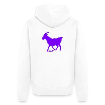 G.O.A.T. Ziege lila - Unisex Premium Bio Zip Hoodie - Weiß - Hinten - Thijin (182cm)