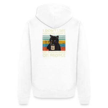 Vintage Cat Morning People Retro - Unisex Premium Bio Zip Hoodie - Weiß - Hinten - Thijin (182cm)