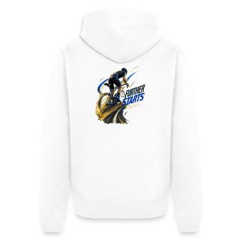 Elektrostart-Radfahrer - Unisex Premium Bio Zip Hoodie - Weiß - Hinten - Thijin (182cm)