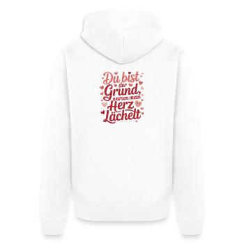  Du Bist Der Grund Warum Mein Herz Lächelt Liebes - Unisex Premium Bio Zip Hoodie - Weiß - Hinten - Thijin (182cm)