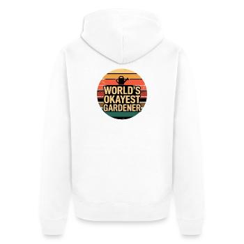  Worlds Okayest Gardener Lustiger Hobbygärtner - Unisex Premium Bio Zip Hoodie - Weiß - Hinten - Thijin (182cm)