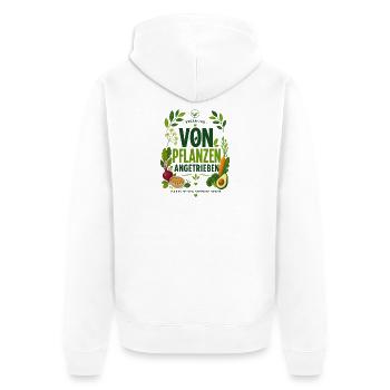 Von Pflanzen angetrieben - Veganes T-Shirt  - Unisex Premium Bio Zip Hoodie - Weiß - Hinten - Thijin (182cm)