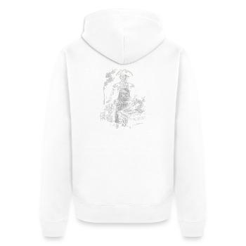 George Washington beim BBQ Grillen - Unisex Premium Bio Zip Hoodie - Weiß - Hinten - Thijin (182cm)