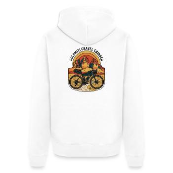 Dolomiti Gravel Grinder Retro Bike - Unisex Premium Organic Zip Hoodie - white - Back - Thijin (182cm)