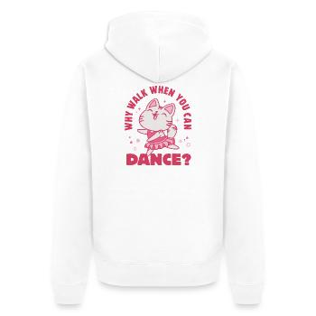 Warum laufen, wenn man tanzen kann? - Unisex Premium Bio Zip Hoodie - Weiß - Hinten - Thijin (182cm)