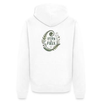 Fern & Free – Vintage Farn Design - Unisex Premium Bio Zip Hoodie - Weiß - Hinten - Thijin (182cm)