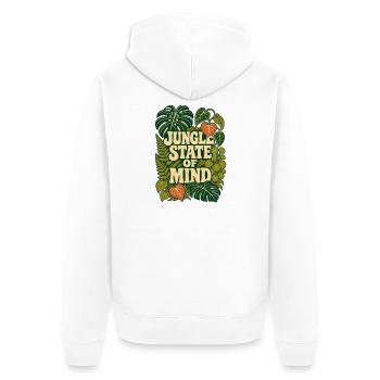 Jungle State of Mind – Tropische Pflanzen - Unisex Premium Bio Zip Hoodie - Weiß - Hinten - Thijin (182cm)
