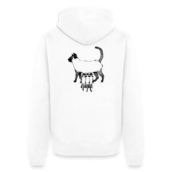 SIAMES CAT - MOTHER CAT - Unisex Premium Organic Zip Hoodie - white - Back - Thijin (182cm)