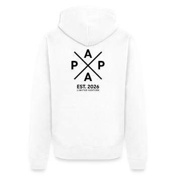 Papa Est. 2026 | Vater | Vatertag Geschenk - Unisex Premium Bio Zip Hoodie - Weiß - Hinten - Thijin (182cm)