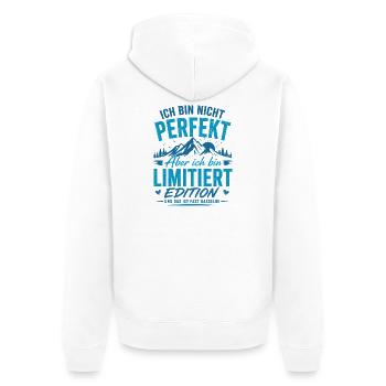 Nicht Perfekt, Aber Limitierte Edition - Unisex Premium Bio Zip Hoodie - Weiß - Hinten - Thijin (182cm)