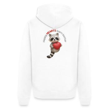Happy Hearts learn better - Unisex Premium Bio Zip Hoodie - Weiß - Hinten - Thijin (182cm)