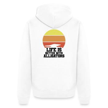Alligator Silhouette Sonnenuntergang - Unisex Premium Bio Zip Hoodie - Weiß - Hinten - Thijin (182cm)