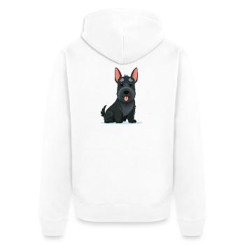 Kleiner Scottish Terrier (Comic) - Unisex Premium Bio Zip Hoodie - Weiß - Hinten - Thijin (182cm)