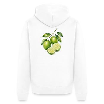 Limetten Aquarell Frische - Unisex Premium Bio Zip Hoodie - Weiß - Hinten - Thijin (182cm)