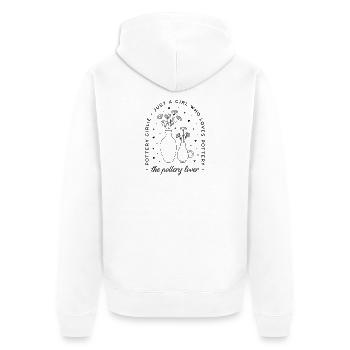 Töpferliebhaberin, mädchenhafte Ästhetik - Unisex Premium Bio Zip Hoodie - Weiß - Hinten - Thijin (182cm)