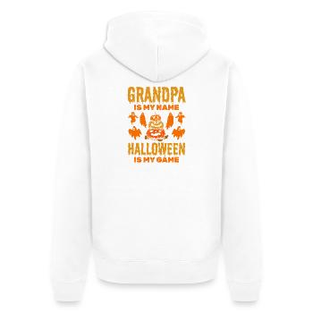 Halloween Grandpa is my Name Halloween is my Game - Unisex Premium Bio Zip Hoodie - Weiß - Hinten - Thijin (182cm)