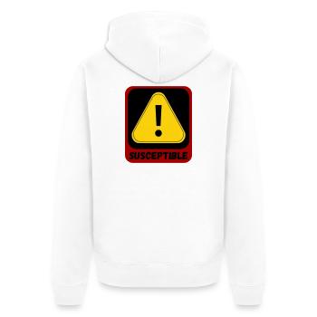 Anfällig - Unisex Premium Bio Zip Hoodie - Weiß - Hinten - Thijin (182cm)