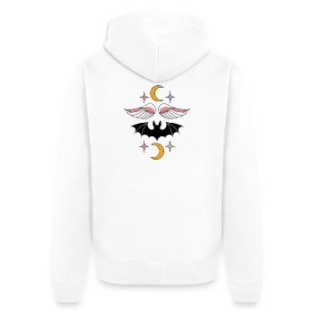 Fledermaus und Engelsflügel - Unisex Premium Bio Zip Hoodie - Weiß - Hinten - Thijin (182cm)