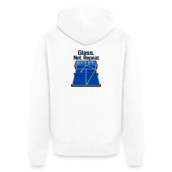 Padel-Tennisglas. Netz. Wiederholen. Vereinsregulärer Humo - Unisex Premium Bio Zip Hoodie - Weiß - Hinten - Thijin (182cm)