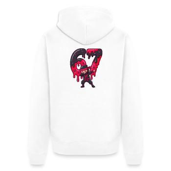 Drip Ninja 67 Neon Drops - Unisex Premium Organic Zip Hoodie - white - Back - Thijin (182cm)