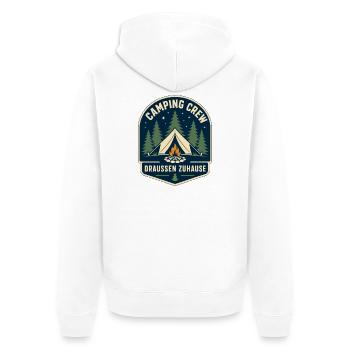 Camping Crew Draußen Zuhause - Unisex Premium Bio Zip Hoodie - Weiß - Hinten - Thijin (182cm)