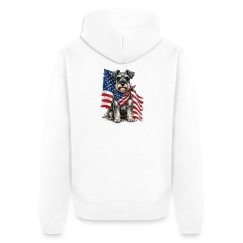 Patriotic Schnauzer Stars Stripes Dog Pride - Unisex Premium Organic Zip Hoodie - white - Back - Thijin (182cm)