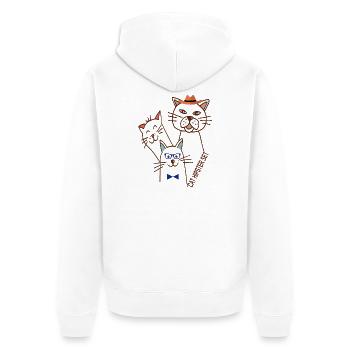 Katzen Trio  - Unisex Premium Bio Zip Hoodie - Weiß - Hinten - Thijin (182cm)