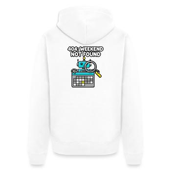 404 Weekend Not Found Roboter - Unisex Premium Bio Zip Hoodie - Weiß - Hinten - Thijin (182cm)