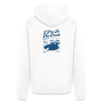 Poolrand-Sonnenuntergangs-Mischief - Unisex Premium Bio Zip Hoodie - Weiß - Hinten - Thijin (182cm)