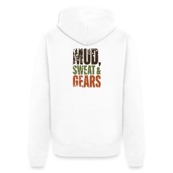 Mud Sweat Gears Gravel - Unisex Premium Bio Zip Hoodie - Weiß - Hinten - Thijin (182cm)