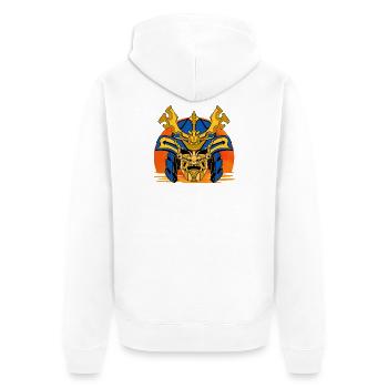 Golden Mask Samurai-Wappen - Unisex Premium Bio Zip Hoodie - Weiß - Hinten - Thijin (182cm)