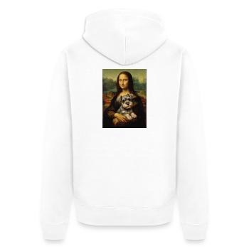 Schnauzer Mona Lisa Kunstparodie Hundeporträt - Unisex Premium Bio Zip Hoodie - Weiß - Hinten - Thijin (182cm)