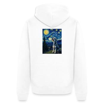Sternennacht-Schnauzer-Kunstparodie-Porträt - Unisex Premium Bio Zip Hoodie - Weiß - Hinten - Thijin (182cm)