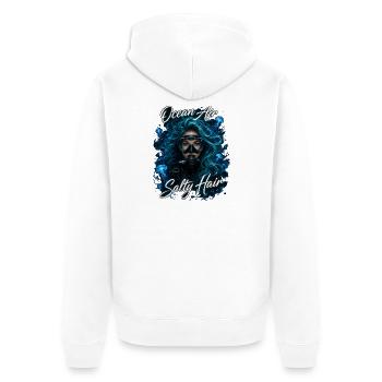 Ocean Air Salty Hair Tauchen Meer Quallen - Unisex Premium Bio Zip Hoodie - Weiß - Hinten - Thijin (182cm)