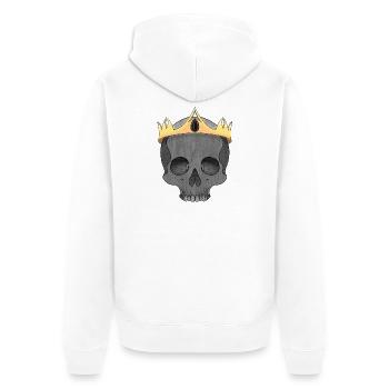 Kronen-Schädel: Königs Gothic-Desig - Unisex Premium Bio Zip Hoodie - Weiß - Hinten - Thijin (182cm)
