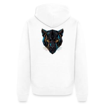 Neon Panther – Wilde Präzision - Unisex Premium Bio Zip Hoodie - Weiß - Hinten - Thijin (182cm)