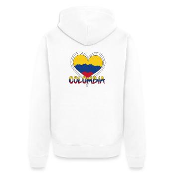 Patriotisches Herz Liebe Kolumbianische Flagge Kolumbien - Unisex Premium Bio Zip Hoodie - Weiß - Hinten - Thijin (182cm)