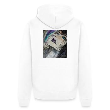 Feurig  - Unisex Premium Bio Zip Hoodie - Weiß - Hinten - Thijin (182cm)