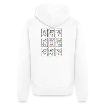 Haifisch Tropischer Ozean-Stempel TShirt Süßer Hai - Unisex Premium Bio Zip Hoodie - Weiß - Hinten - Thijin (182cm)