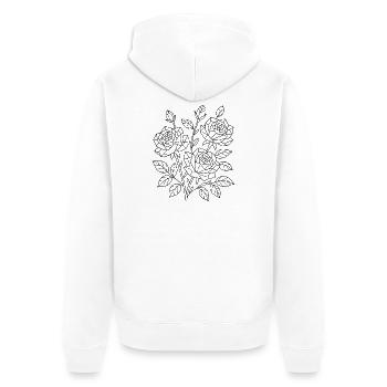 Kristall Rosen zum ausmalen - Unisex Premium Bio Zip Hoodie - Weiß - Hinten - Thijin (182cm)