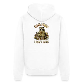 Funny Sarcastic Fun Fact I Don't Care - Unisex Premium Bio Zip Hoodie - Weiß - Hinten - Thijin (182cm)