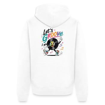 Let's Groove Schallplatte Retro Musik Design   - Unisex Premium Bio Zip Hoodie - Weiß - Hinten - Thijin (182cm)