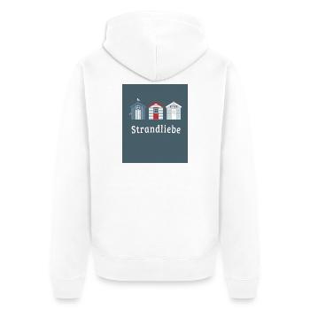 Strandliebe – Küstenposter Minimalistisch - Unisex Premium Bio Zip Hoodie - Weiß - Hinten - Thijin (182cm)