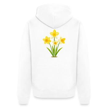 Narzissen - Unisex Premium Bio Zip Hoodie - Weiß - Hinten - Thijin (182cm)