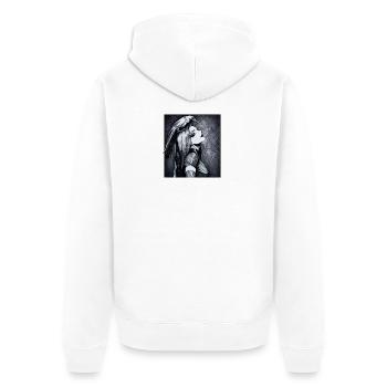 Rabenporträt Gothic Stil - Unisex Premium Bio Zip Hoodie - Weiß - Hinten - Thijin (182cm)