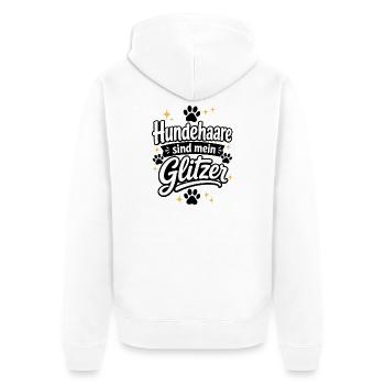 Hundehare sind mein Glitzer - Unisex Premium Bio Zip Hoodie - Weiß - Hinten - Thijin (182cm)
