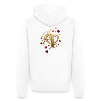 Golden Initials AI with Heart Frame - Unisex Premium Organic Zip Hoodie - white - Back - Thijin (182cm)