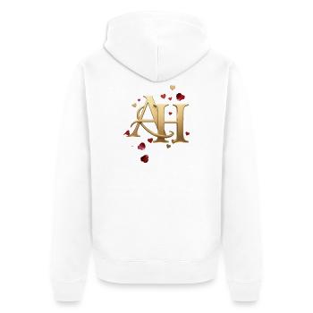 Goldenes AH Herzensschrift - Unisex Premium Bio Zip Hoodie - Weiß - Hinten - Thijin (182cm)