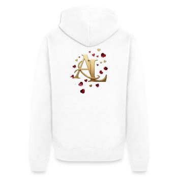 AL Monogram in Gold with Hearts - Unisex Premium Organic Zip Hoodie - white - Back - Thijin (182cm)