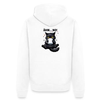 Morgenmuffel Katze mit Kaffee Ähm No - Unisex Premium Bio Zip Hoodie - Weiß - Hinten - Thijin (182cm)